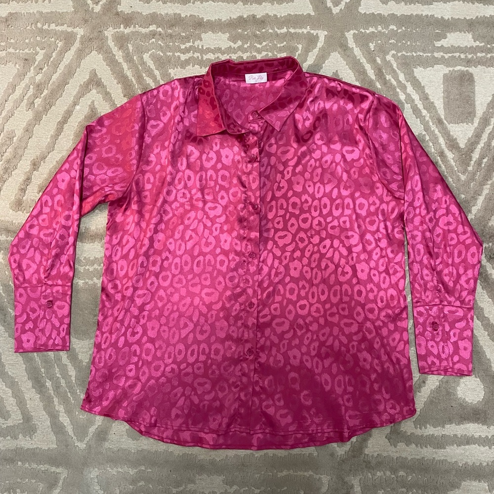 Pink Lily Already Spoken For Silk Cheetah Top